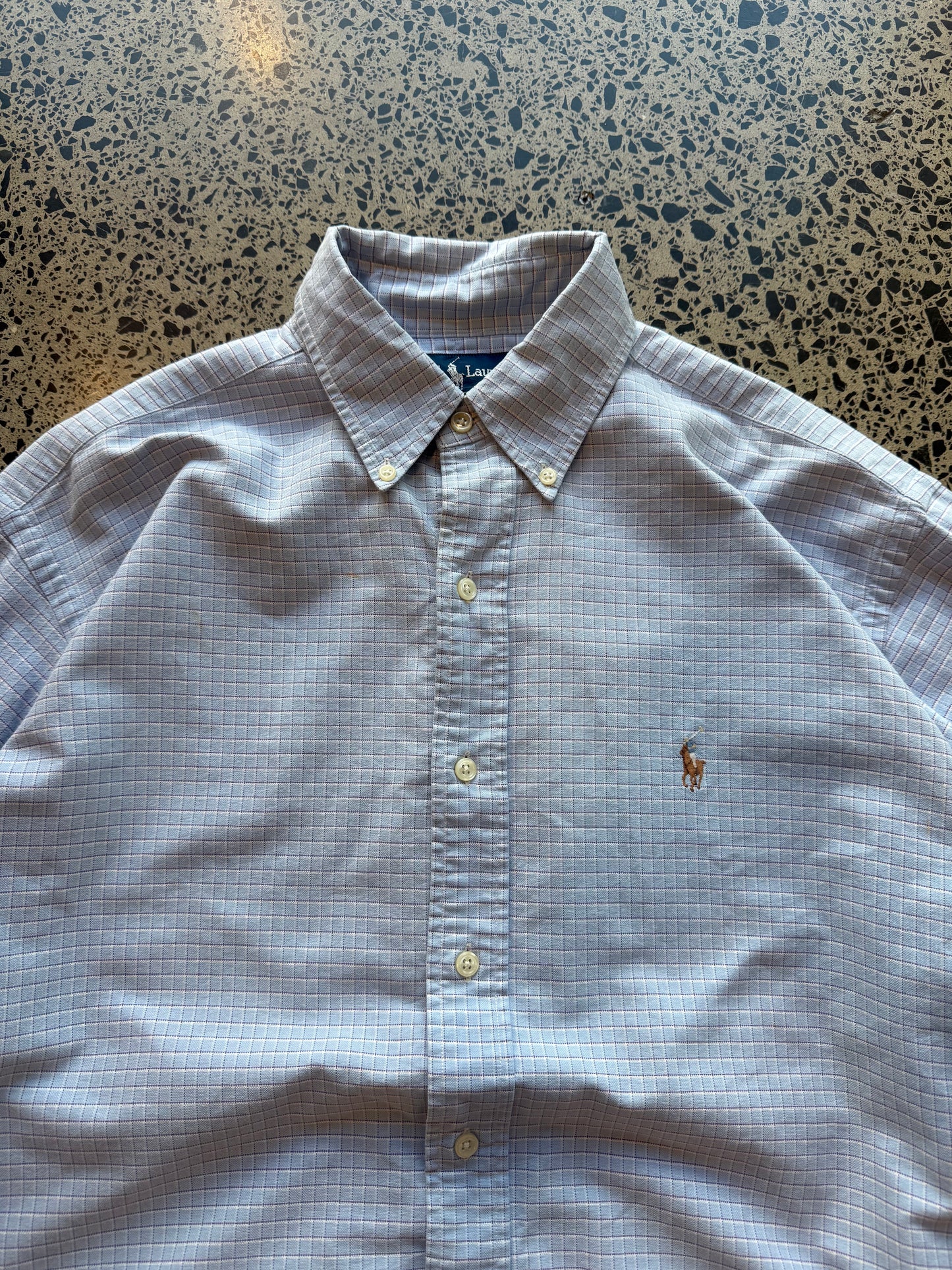 Blue Ralph Lauren Checkered Button Up Shirt - M