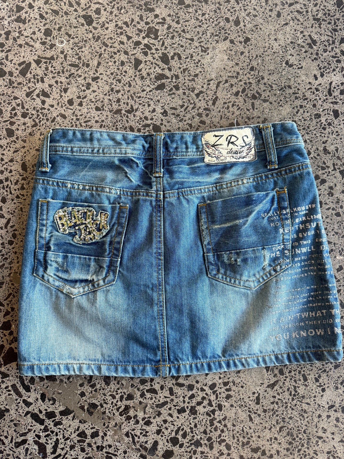 Light Blue Denim Mini Skirt with Detailing - S/M