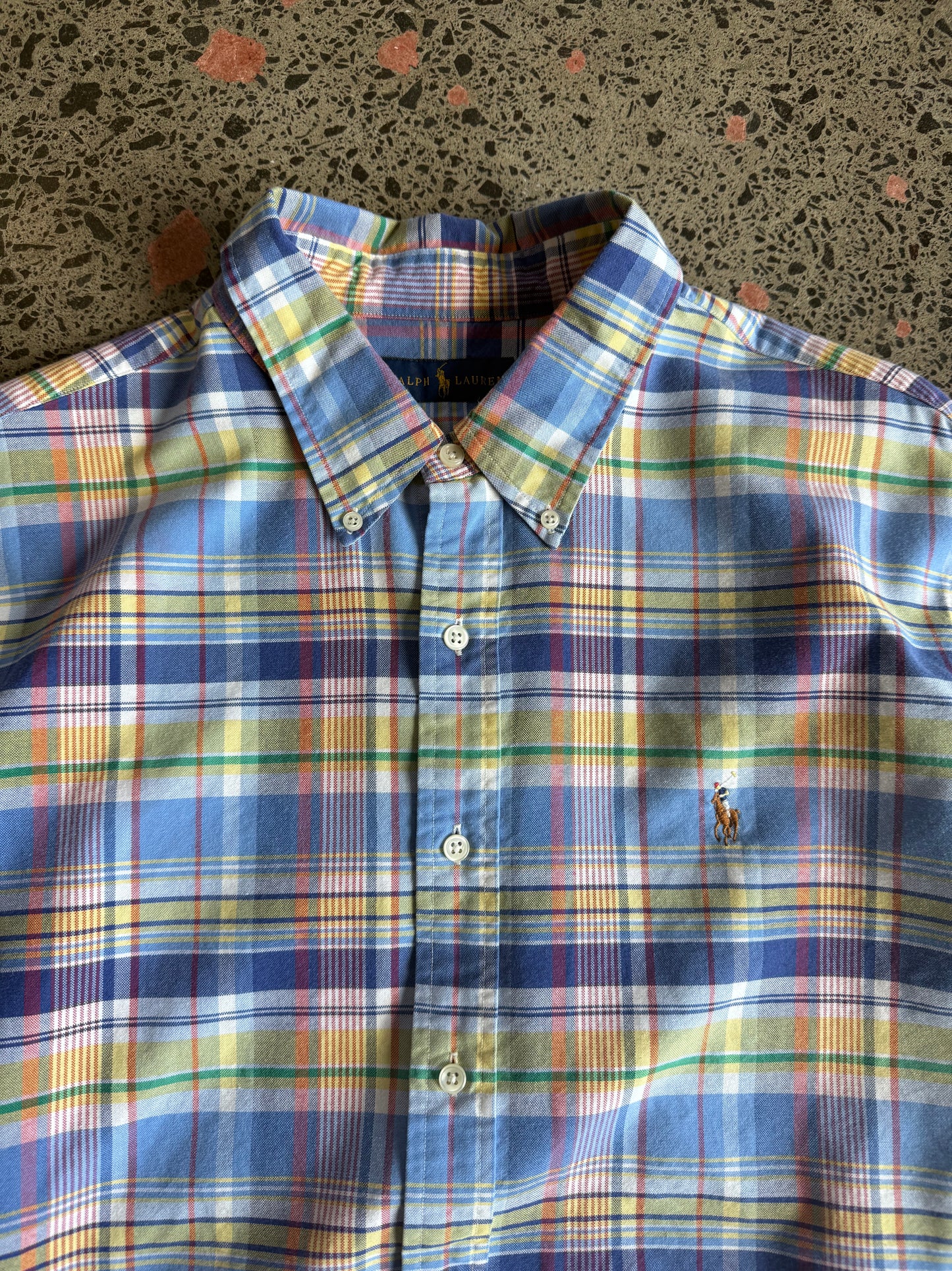 Checkered Ralph Lauren Polo Button Up Shirt - 2XL