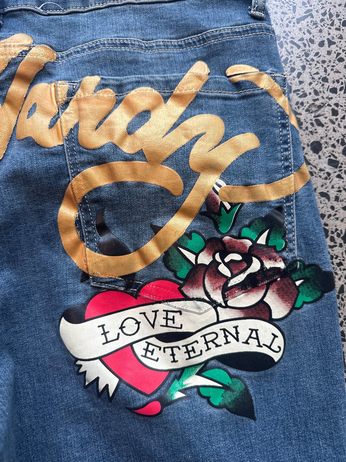 Ed Hardy "True Love" Flare Denim Jeans - 32W x 33L