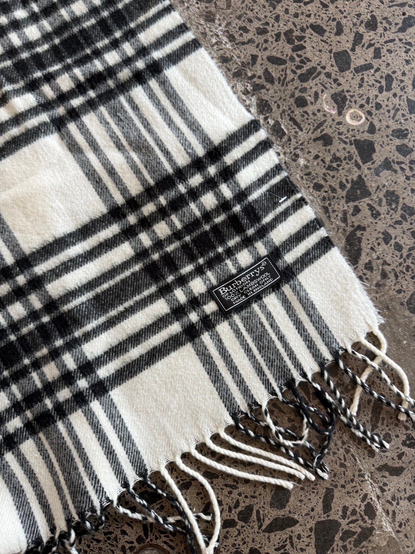 White Wool Burberry Scarf