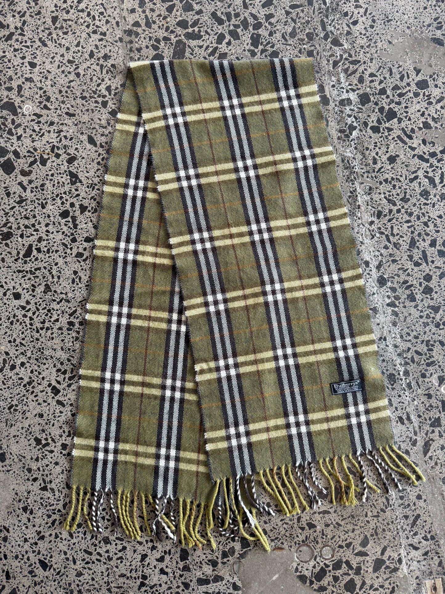 Green Burberry Wool Scarf