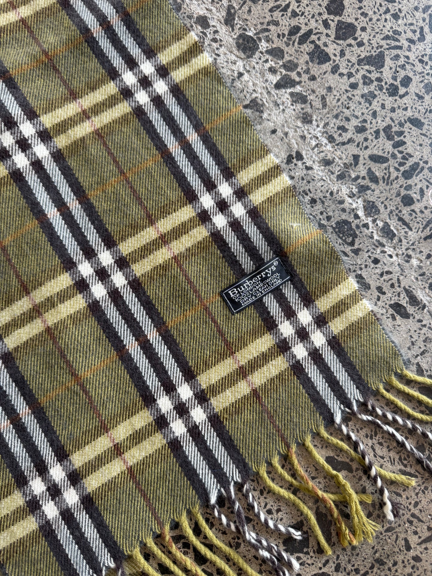 Green Burberry Wool Scarf