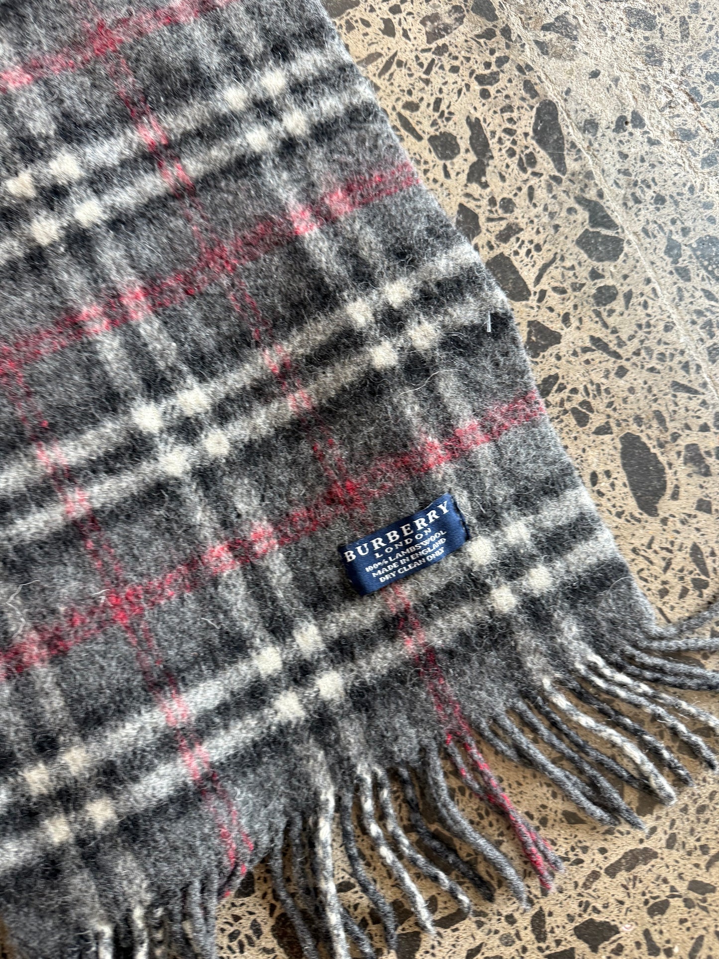 Grey Wool Burberry Scarf