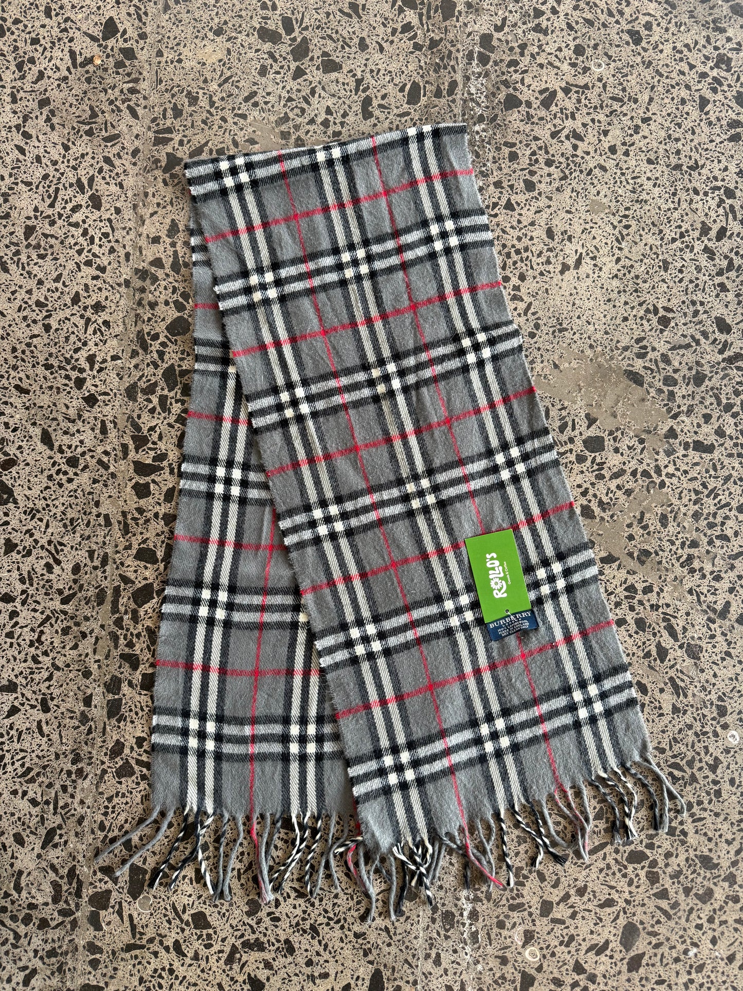 Grey Burberry Wool Scarf