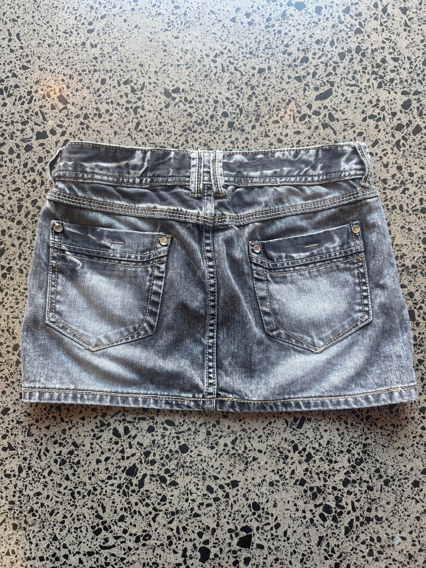 Grey Denim Mini Skirt - XS