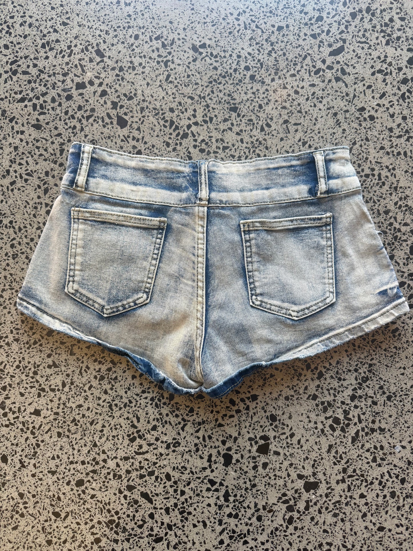 Light Wash Blue Denim Mini Shorts - S