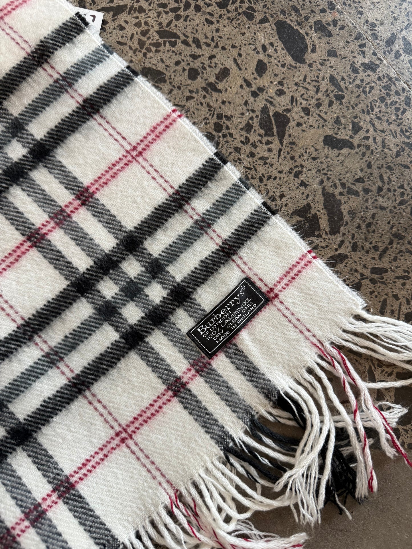 White Burberry Wool Scarf