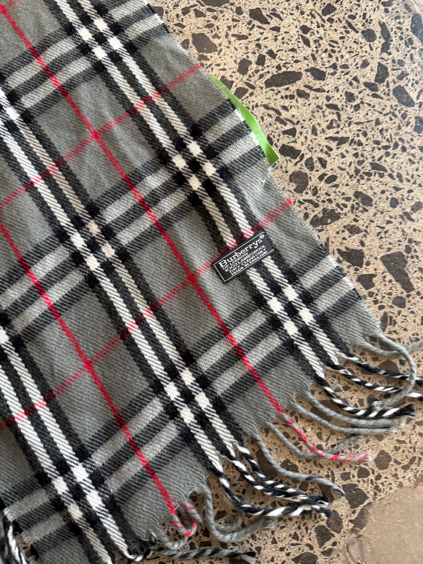 Grey Burberry Wool Scarf