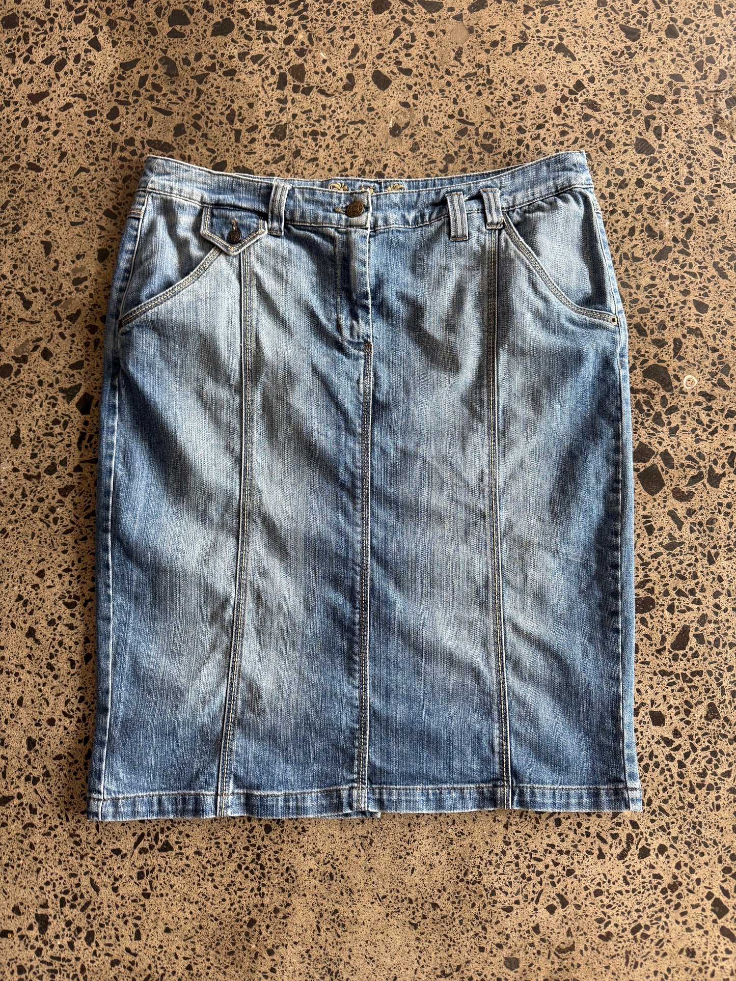 Blue Denim Midi Skrit - XL
