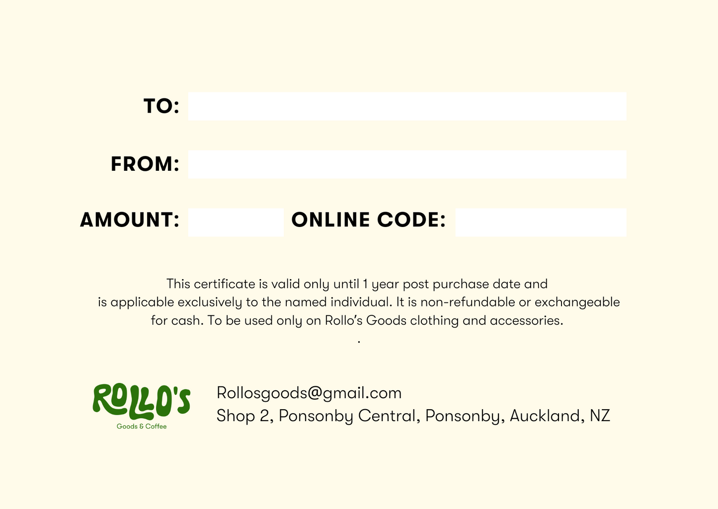 Rollos Gift Card - Pick your amount
