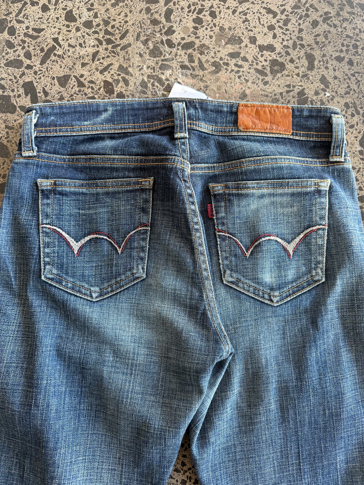Dark Blue Denim Low Waist Jeans - S