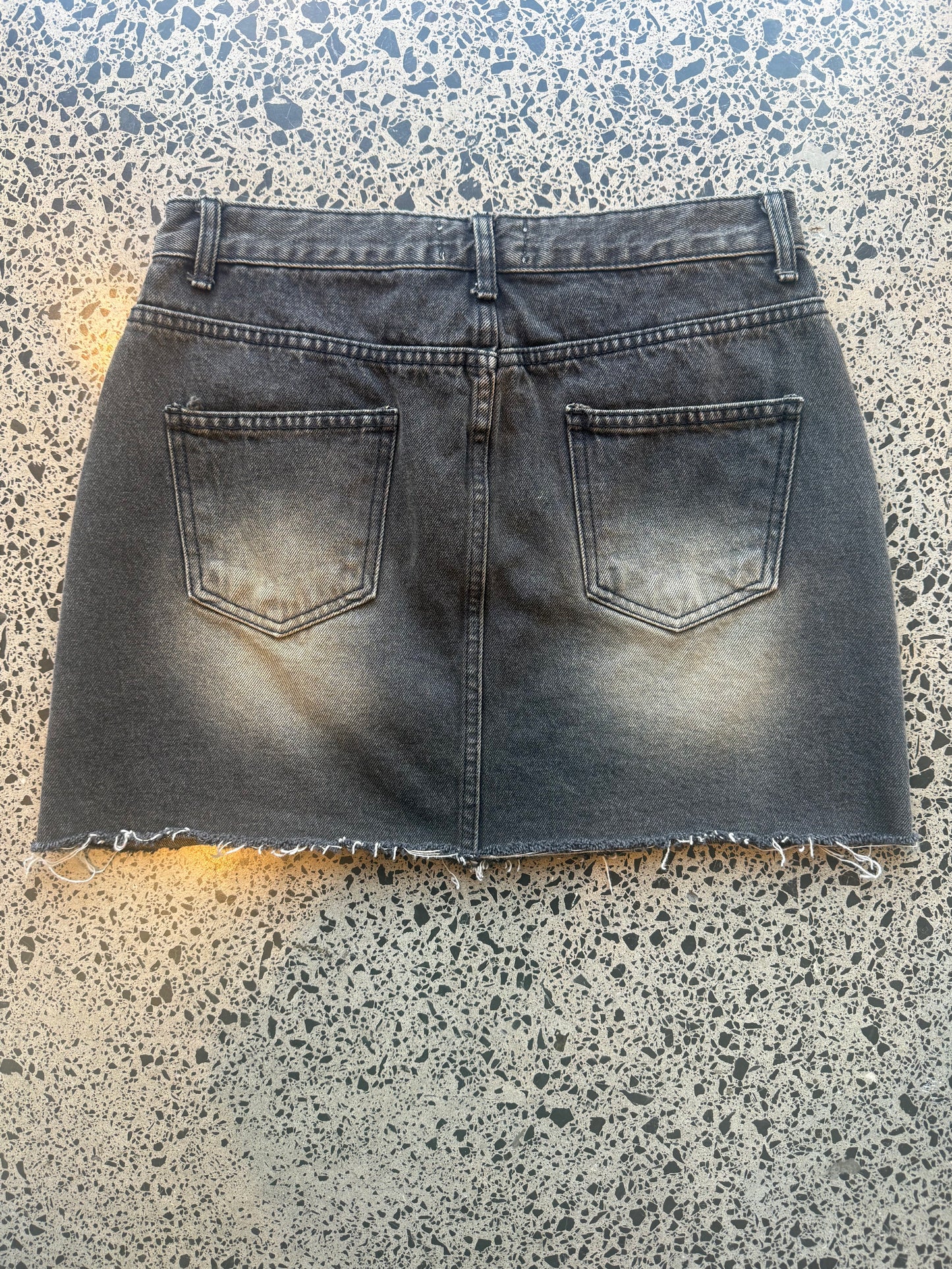 Black Denim Mini Skirt - S