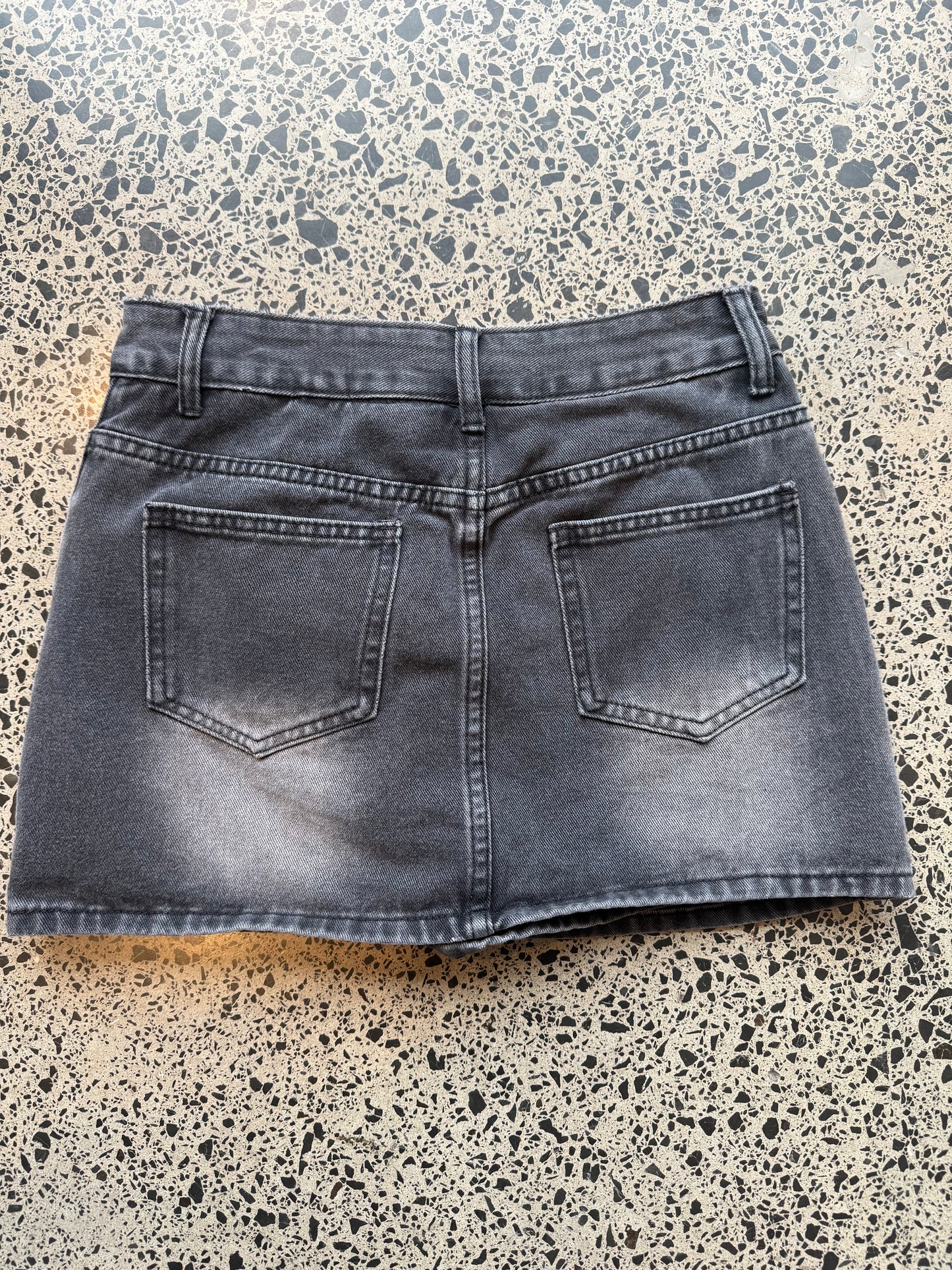 Black Denim Mini Skirt - XS