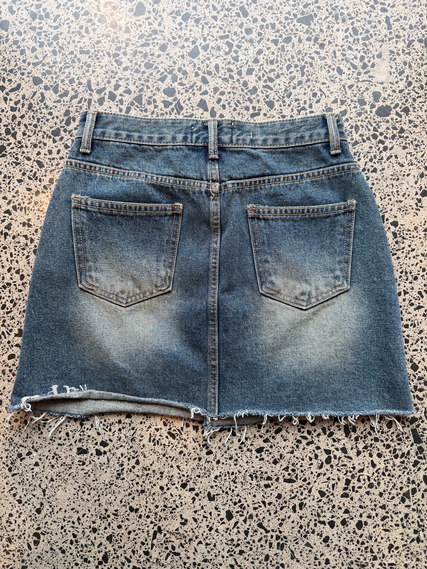 Mid Wash Denim Mini Skirt - XS