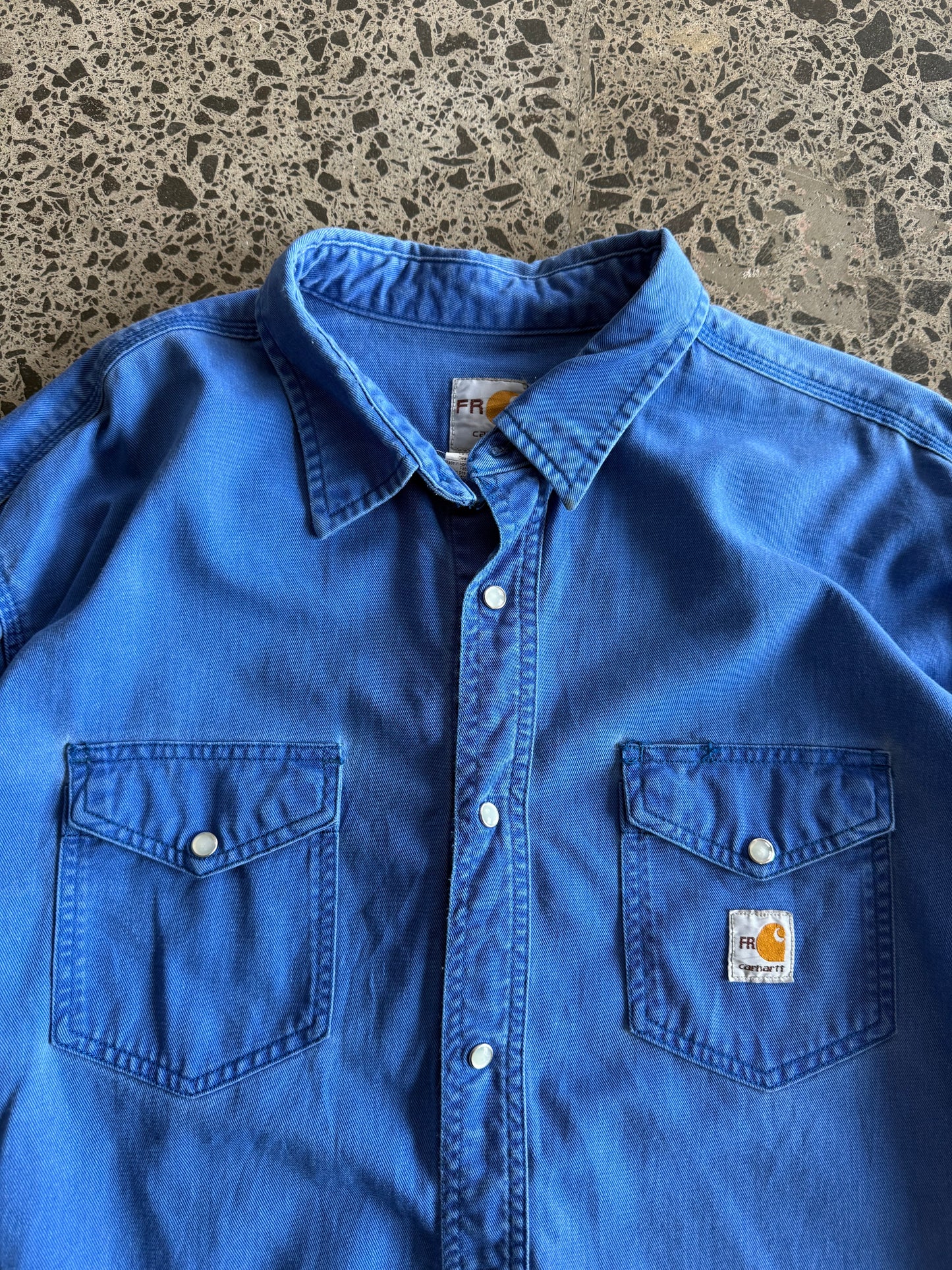 Blue Carhartt Button Up Shirt - 2XL