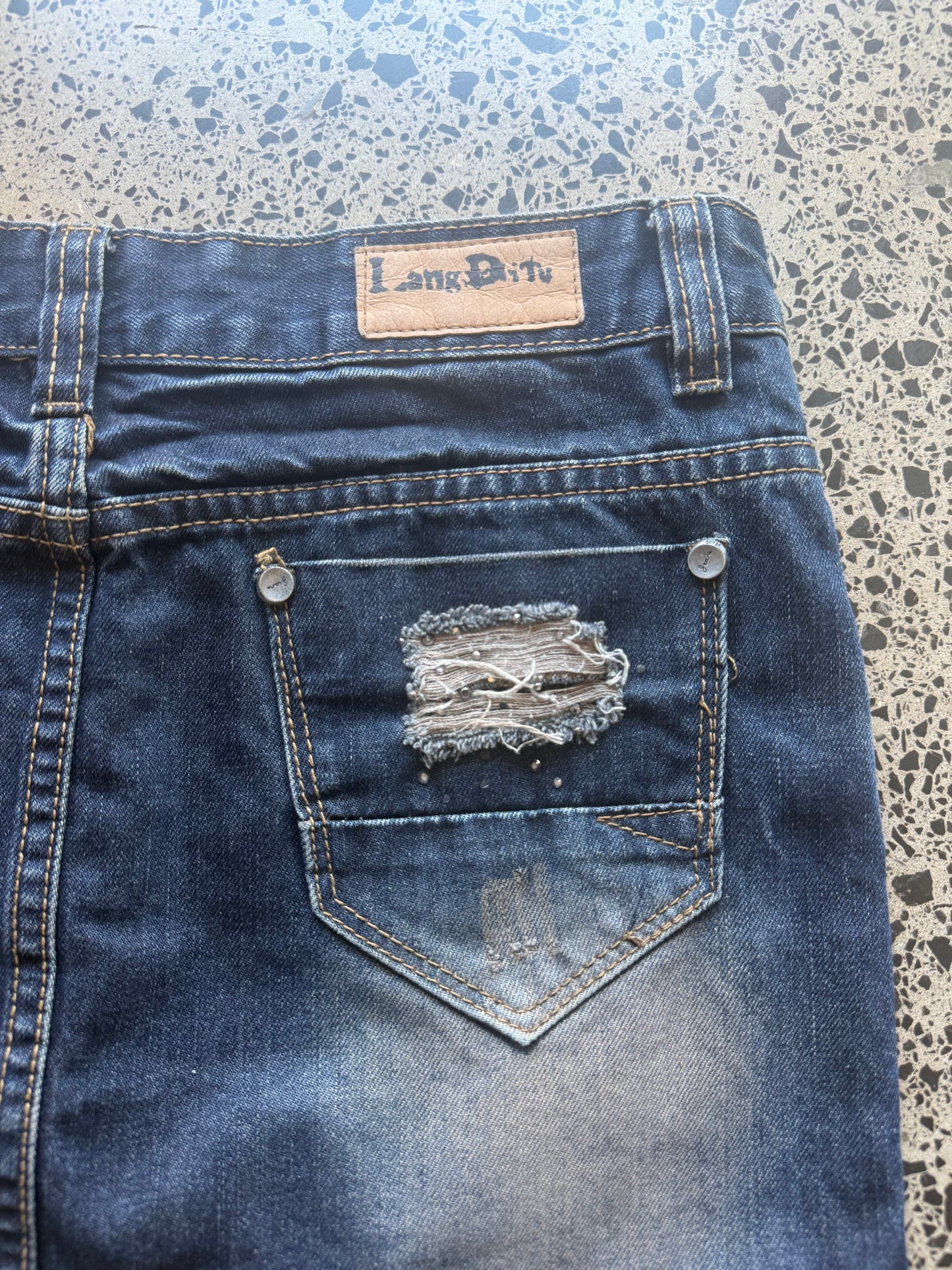 Dark Blue Denim Mini Skirt - M