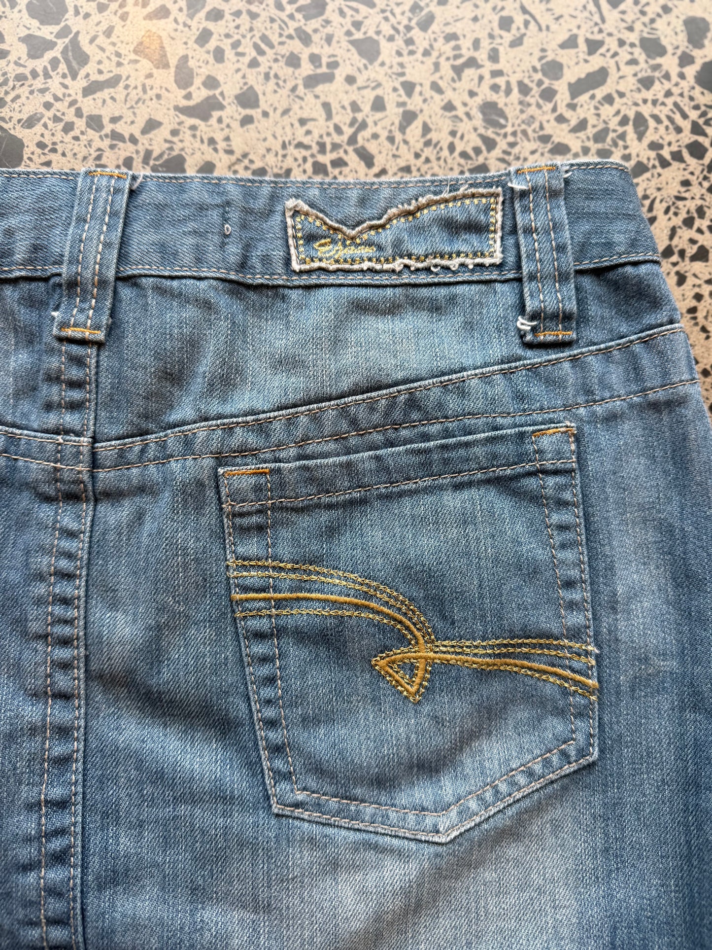 Mid Wash Denim Mini Skirt - XL