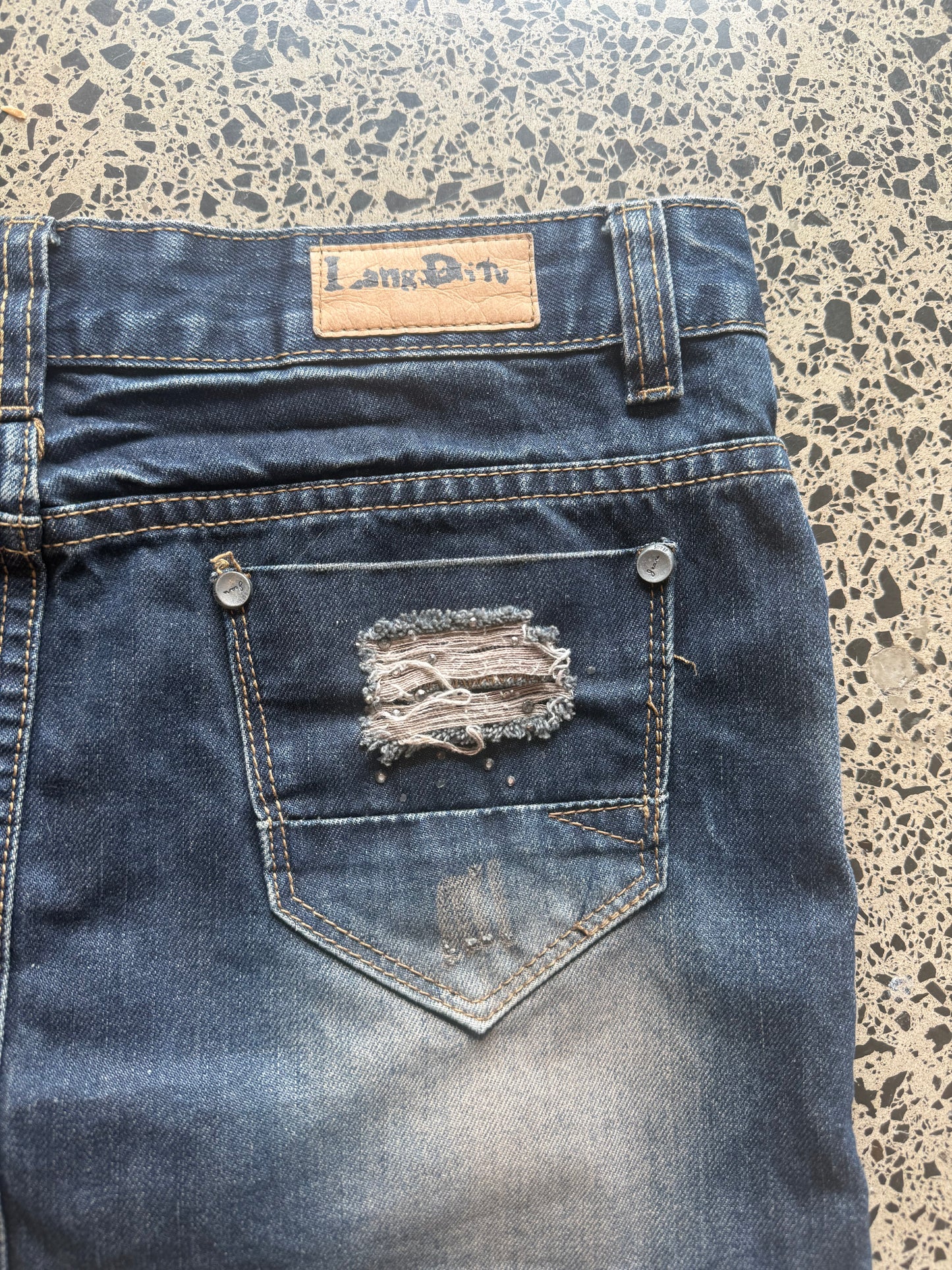 Dark Blue Mini Skirt with Fad Detailing - M