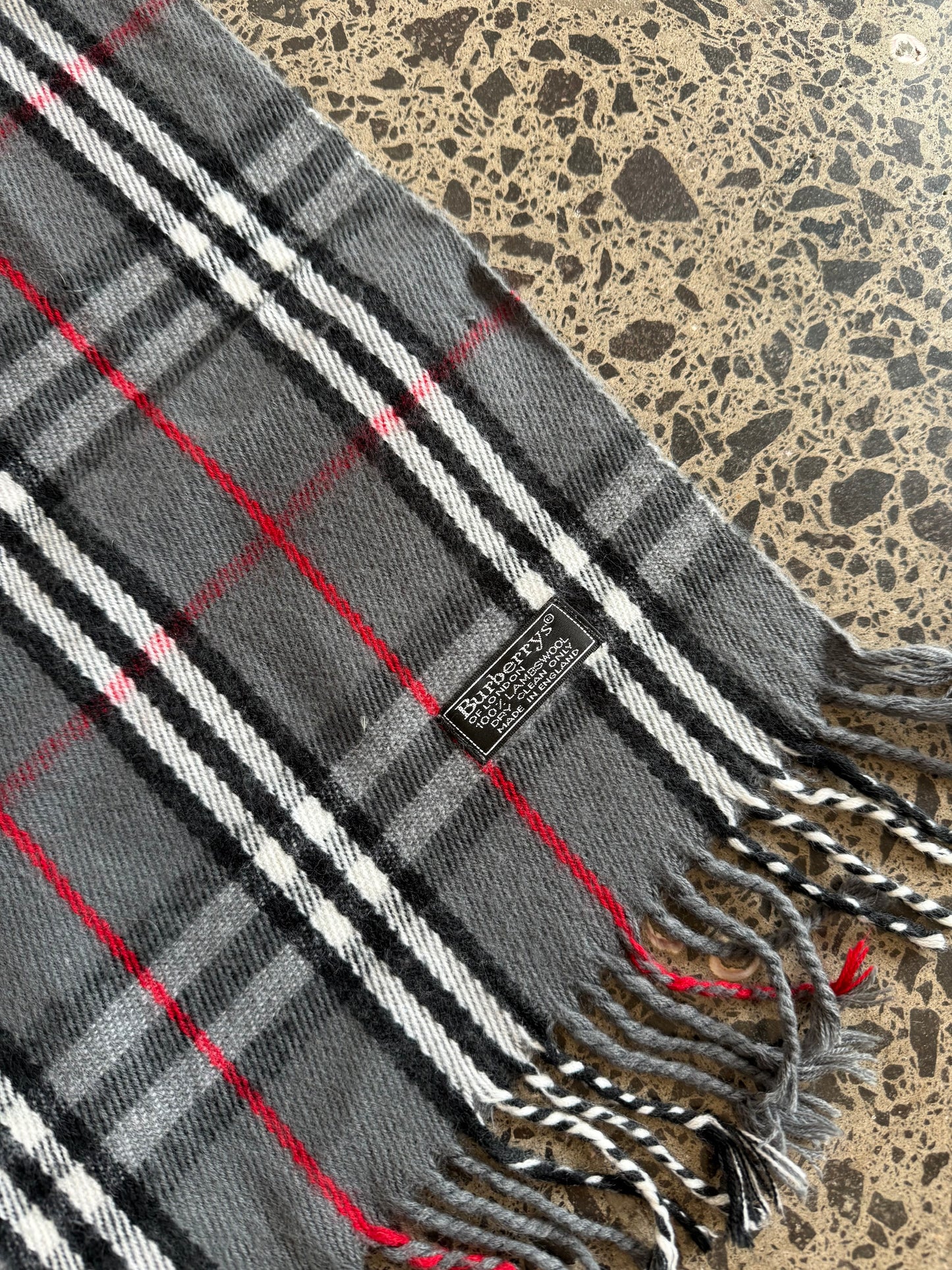 Dark Grey Burberry Wool Scarf