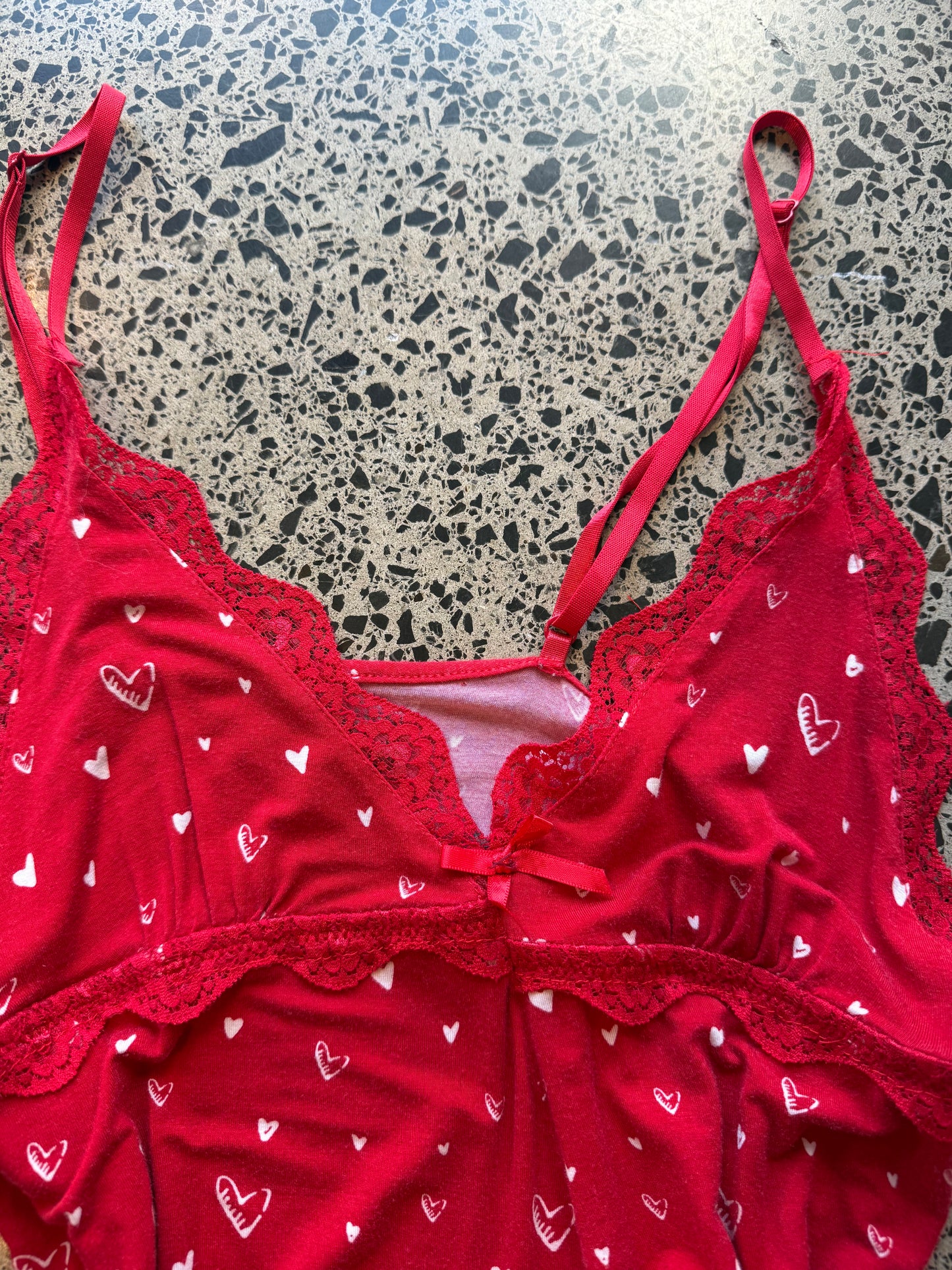 Red & White Heart Fairy Top - L