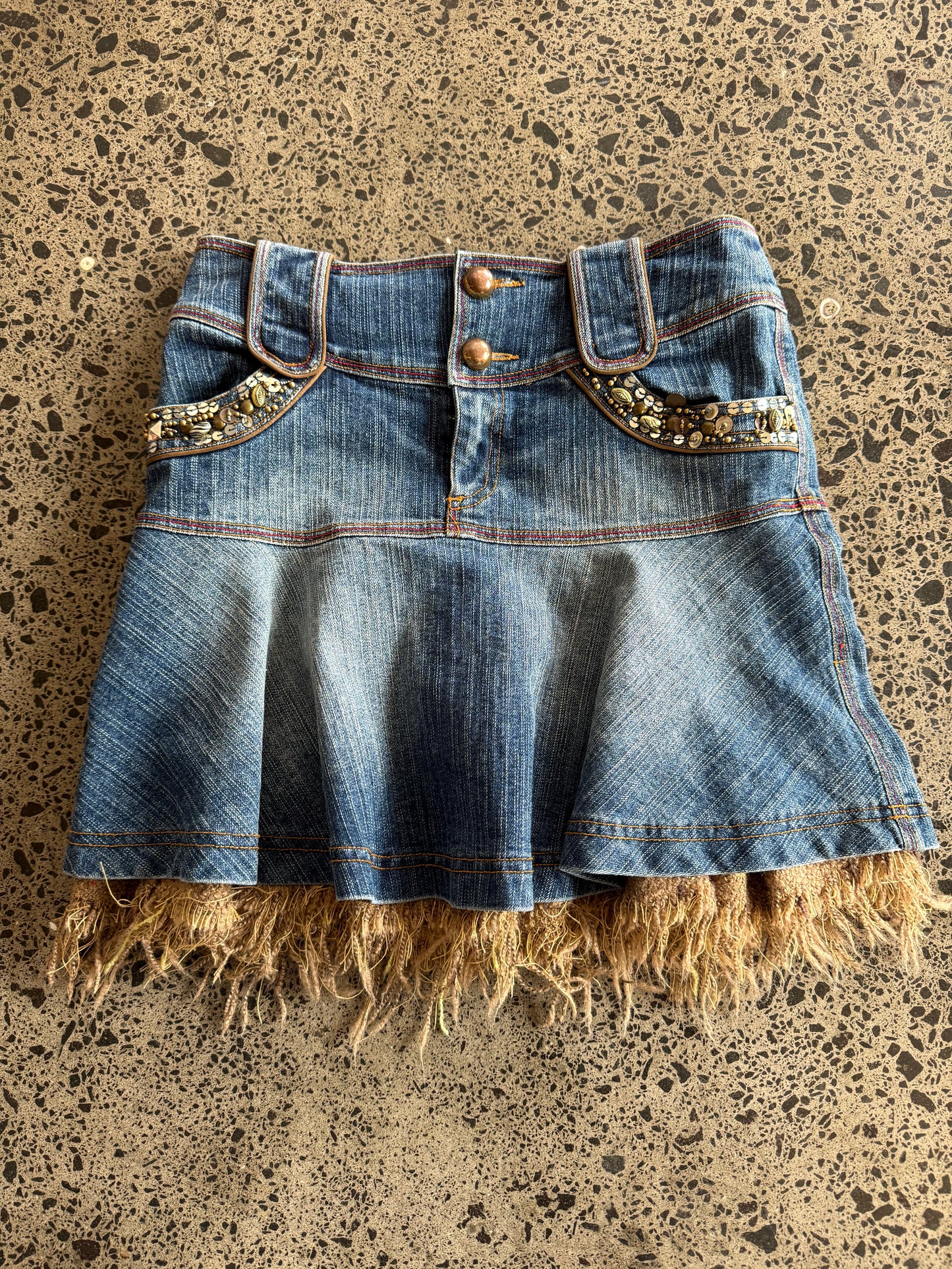 Blue Denim Mini Skirt - M