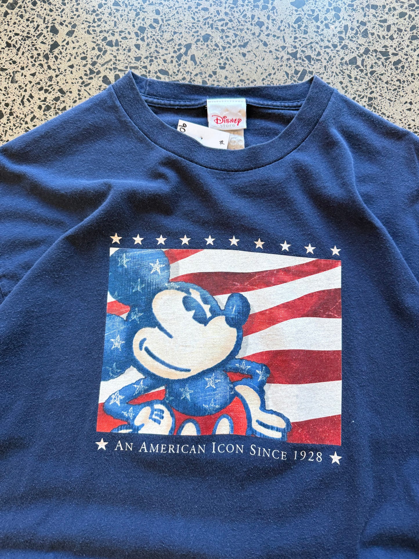 Vintage 90s Disney Mickey Mouse t-shirt with bold, colourful front graphic. Size L. Nostalgic and playful.