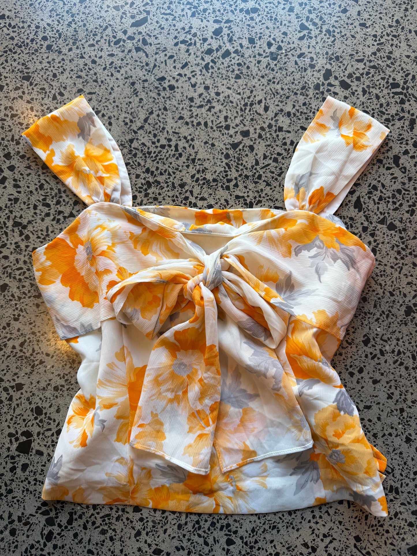 Floral Front Tie Fairy Top - S