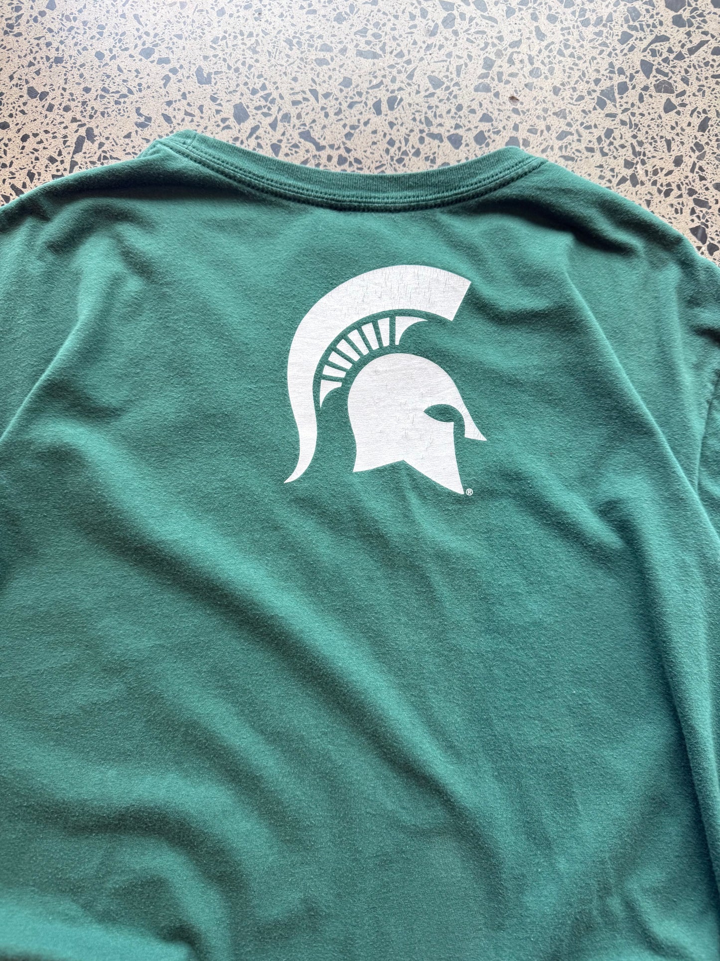 Cop this Nike, Michigan State Basketball tee on a green base - XL