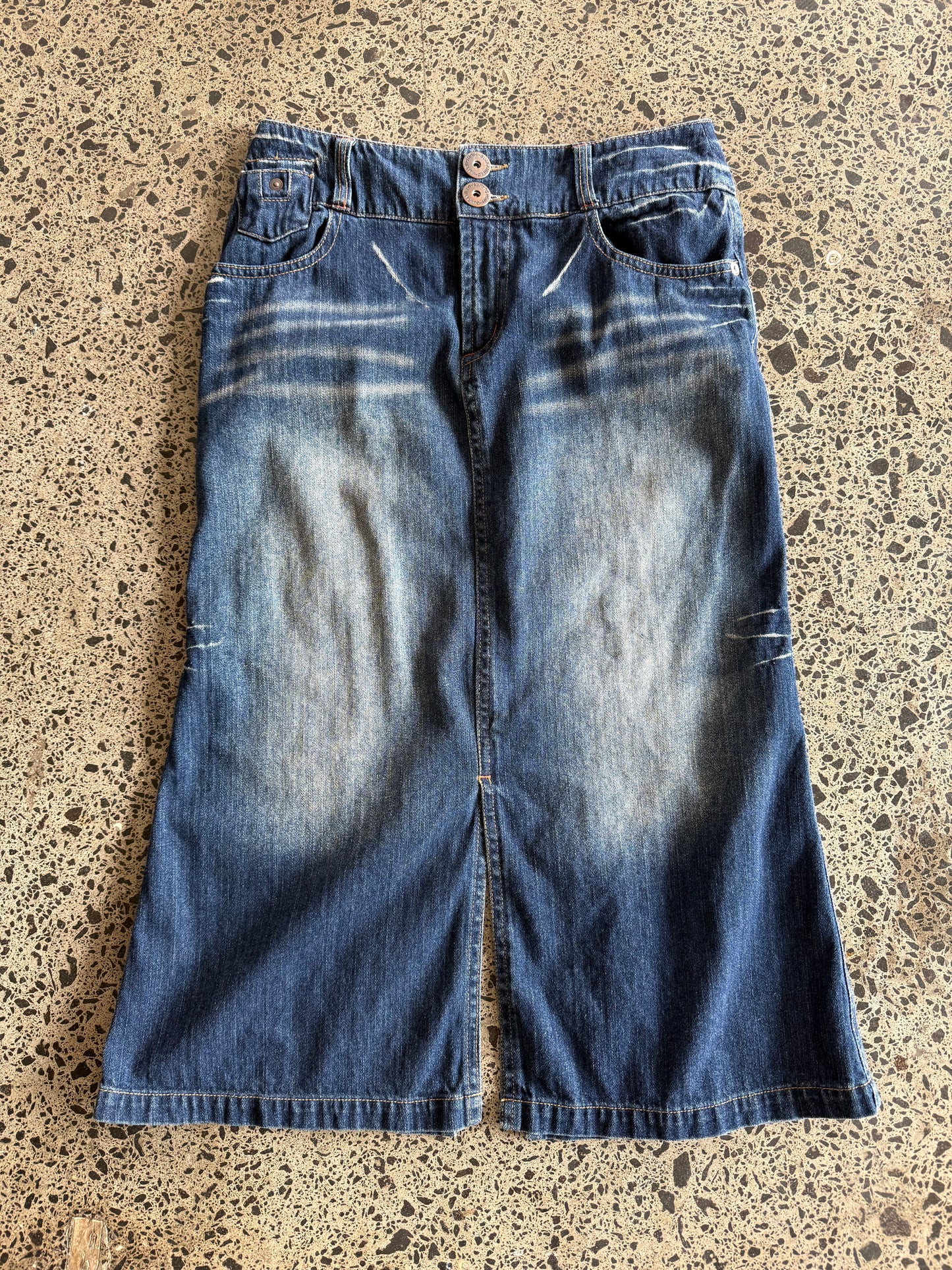 Blue Denim with Fade Maxi Skirt - L