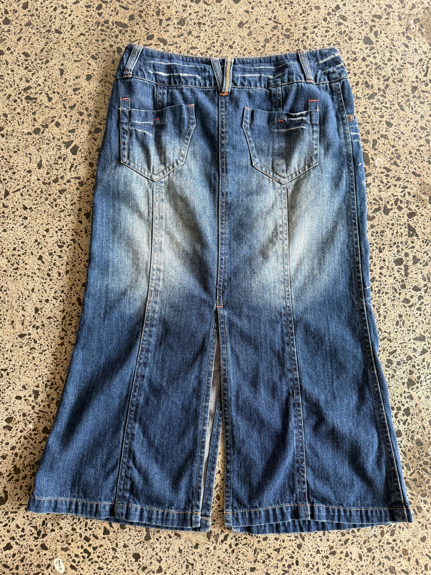 Blue Denim with Fade Maxi Skirt - L