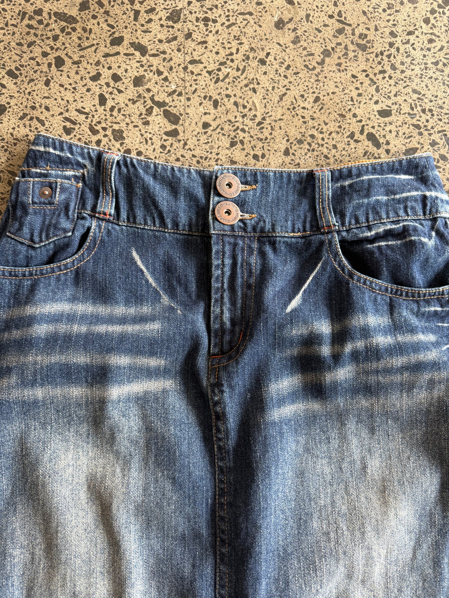 Blue Denim with Fade Maxi Skirt - L