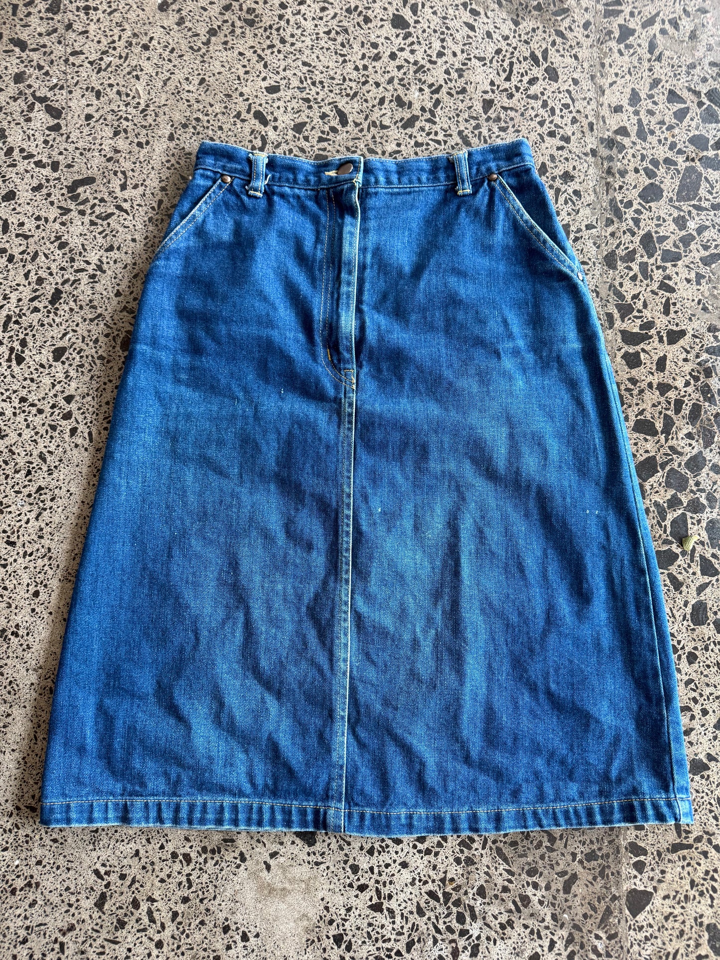 Blue Denim Midi Skirt - S