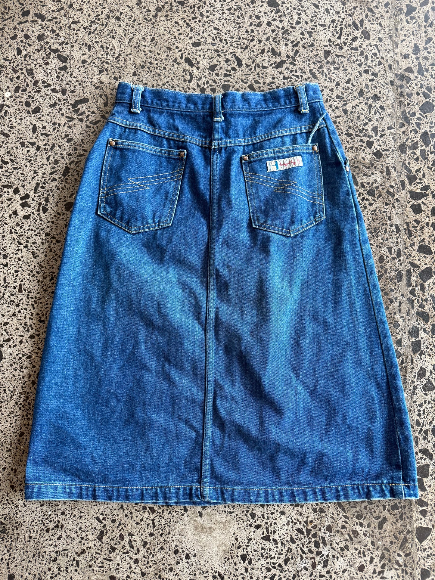 Blue Denim Midi Skirt - S