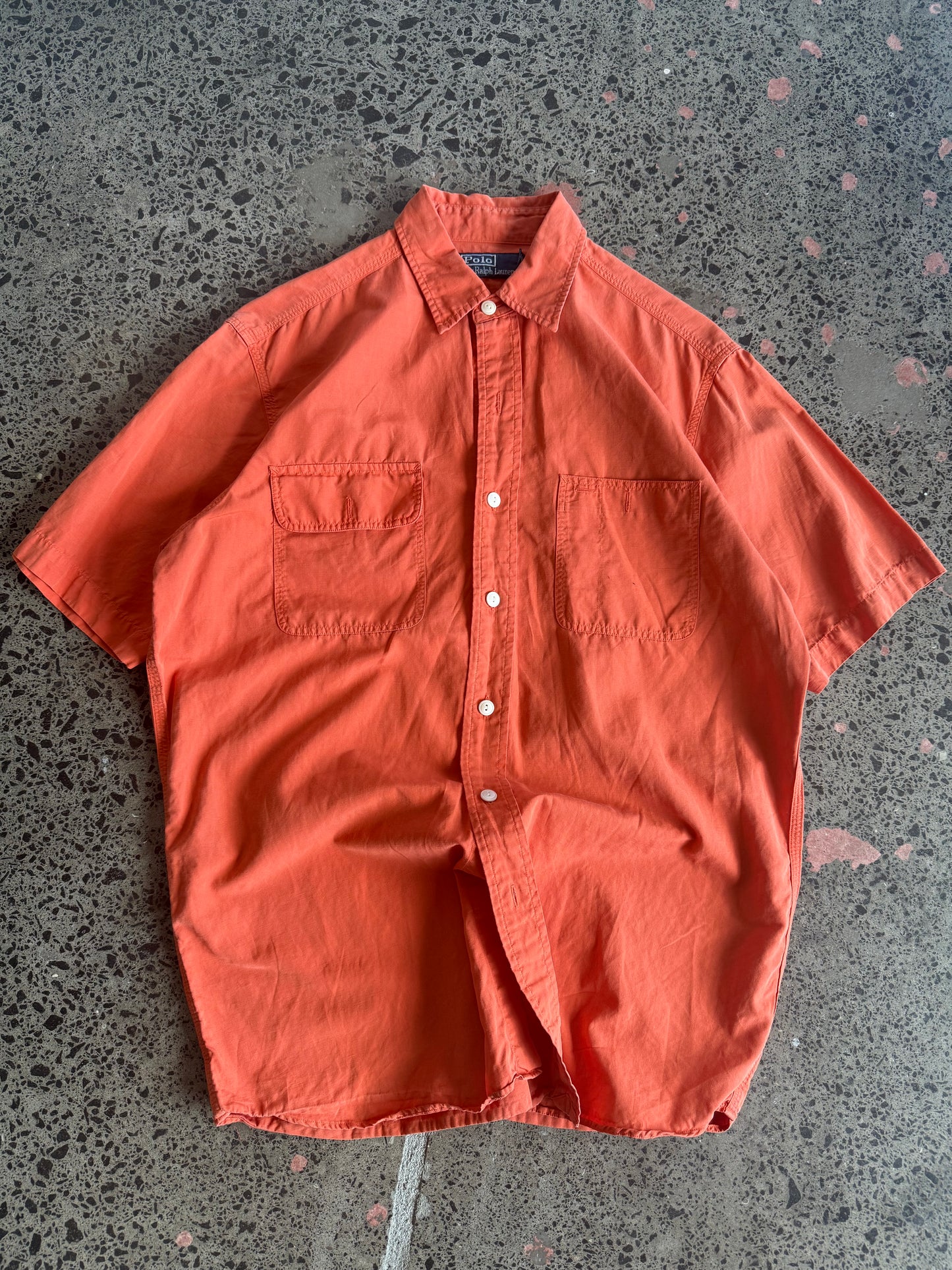 Orange Ralph Lauren Polo Button Up Shirt - M