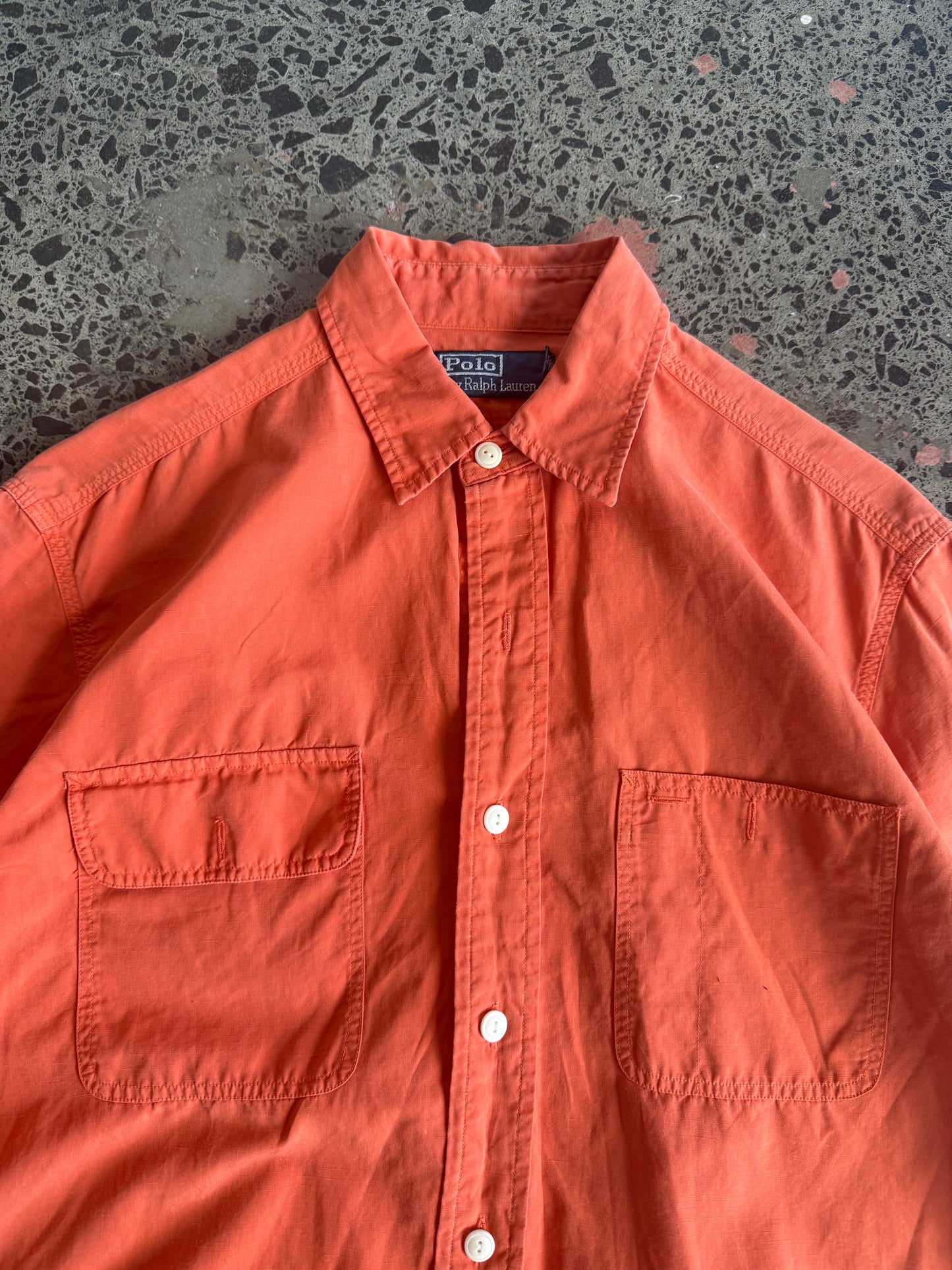 Orange Ralph Lauren Polo Button Up Shirt - M