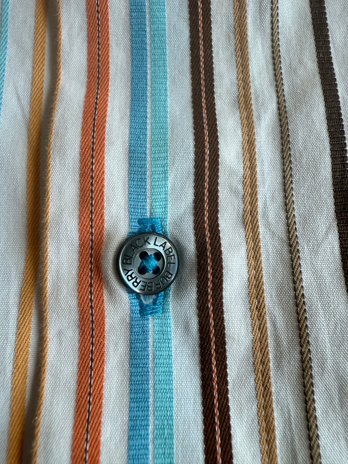 Striped Burberry Button Up Shirt - L/XL