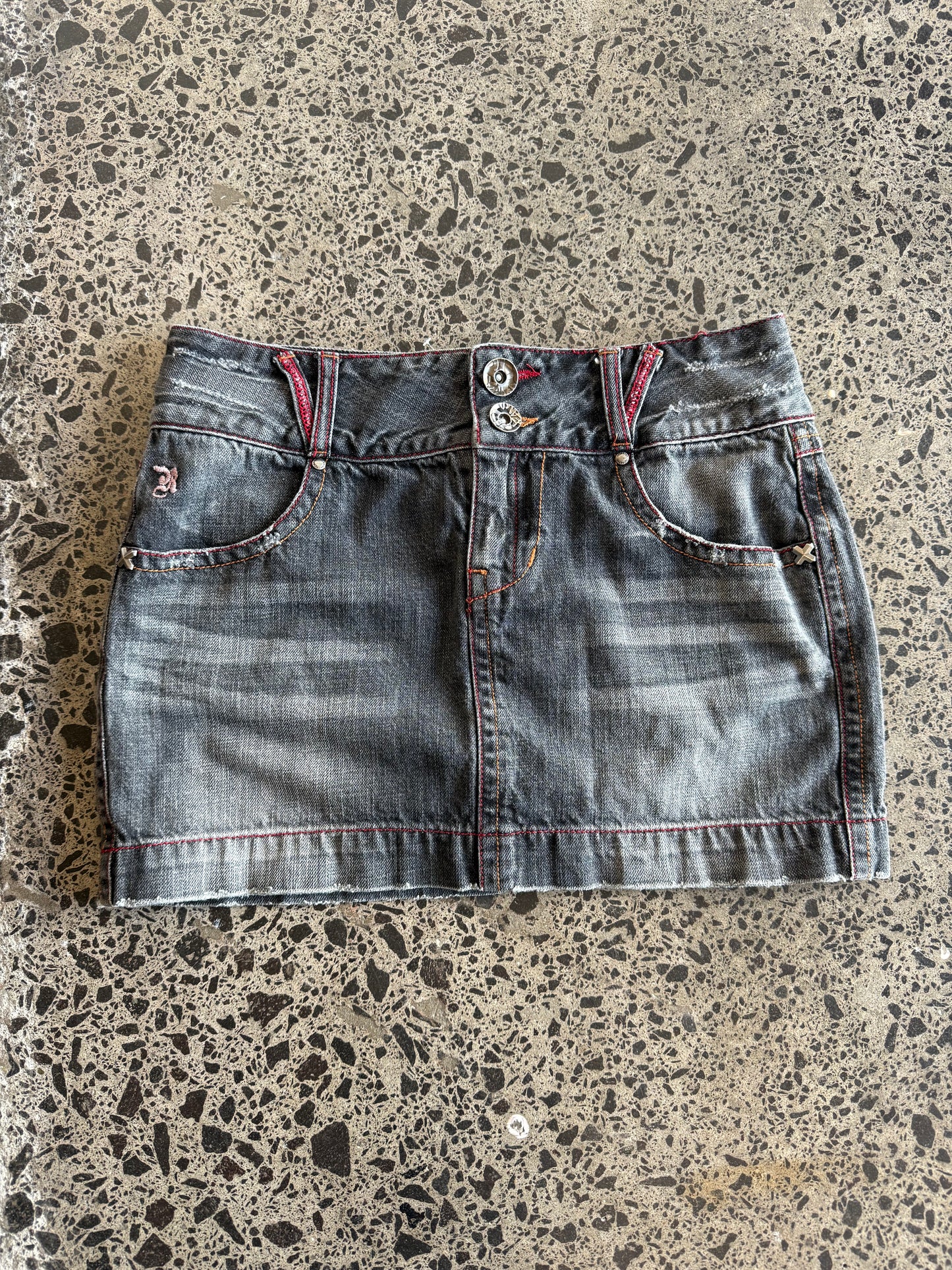 Black Denim Mini Skirt - S