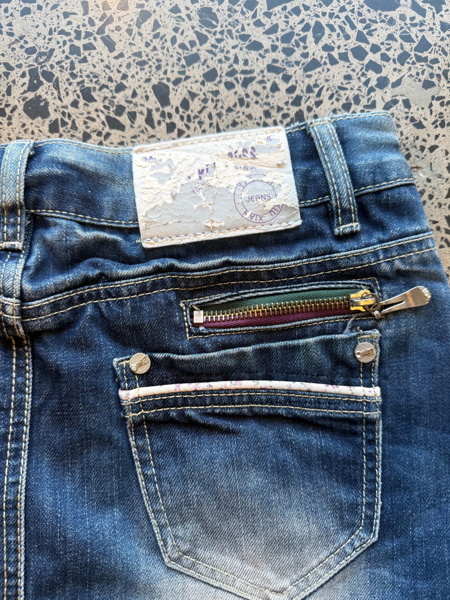 Denim Mini Skirt with Sun Fade - XS