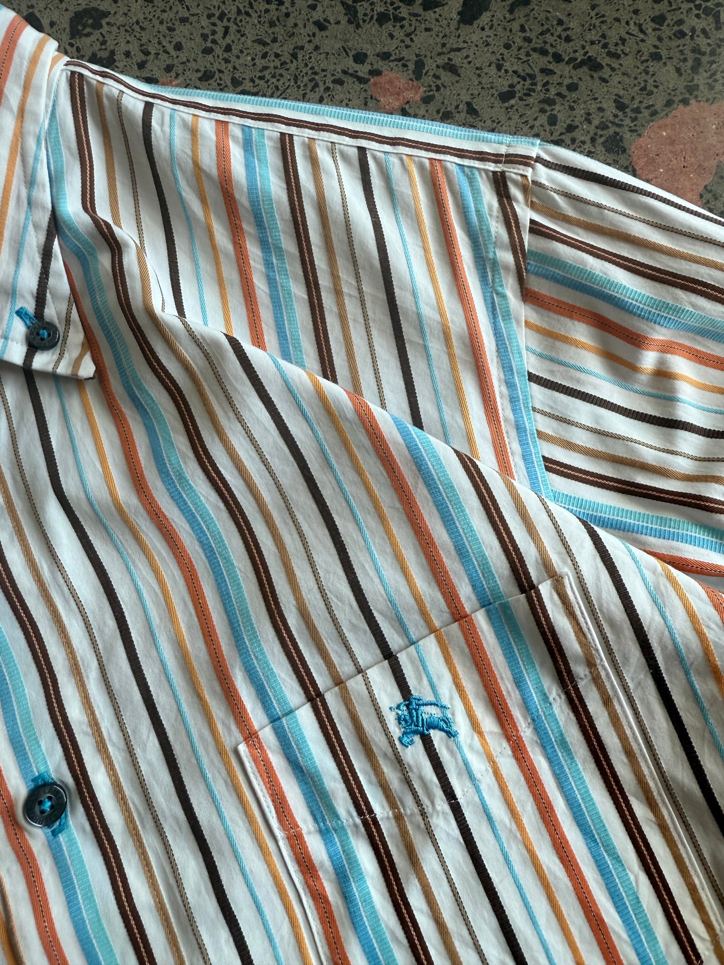 Striped Burberry Button Up Shirt - L/XL