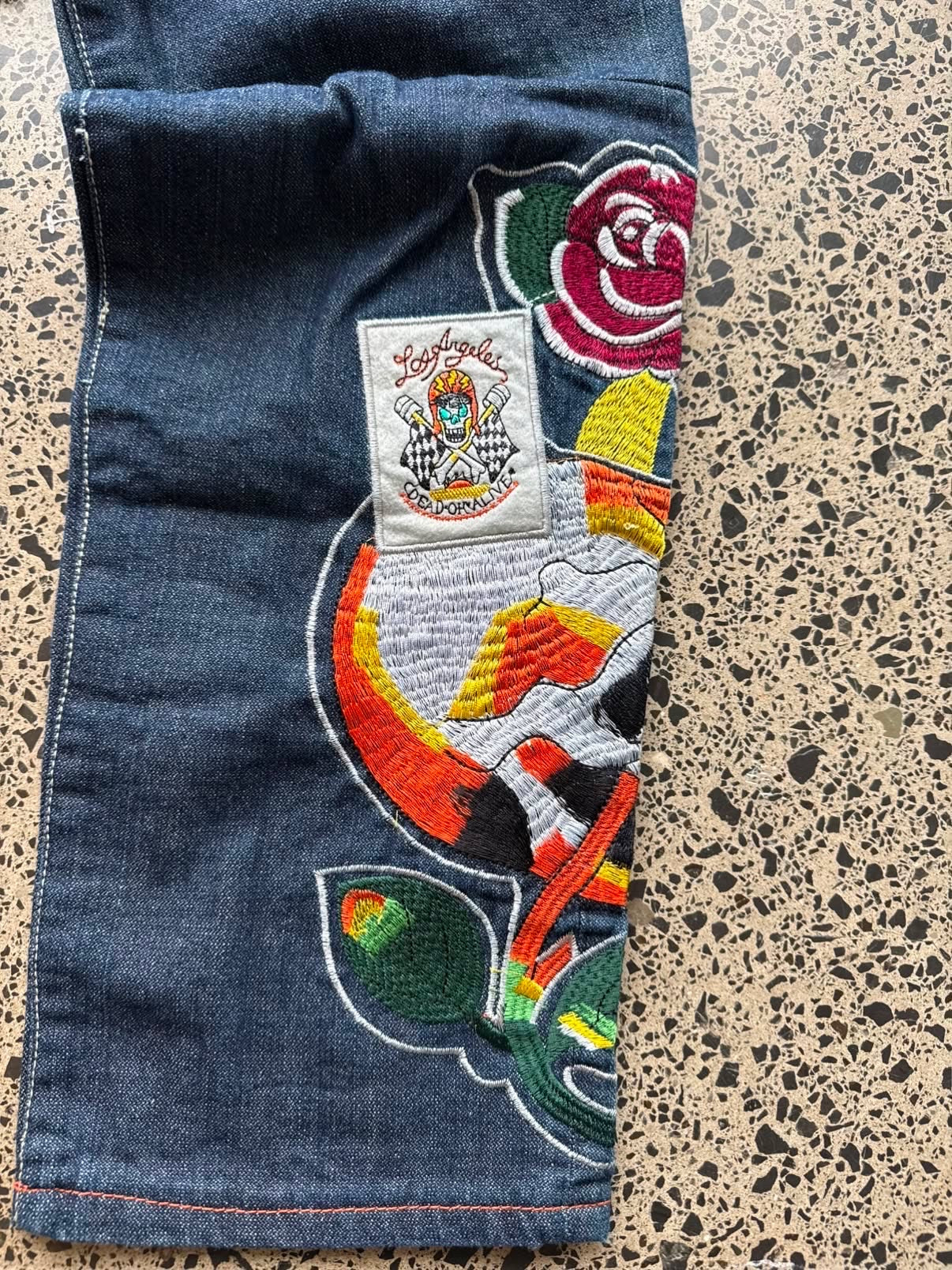 Ed Hardy Lot 2002 NY City Embroidered Denim Jeans - 30W