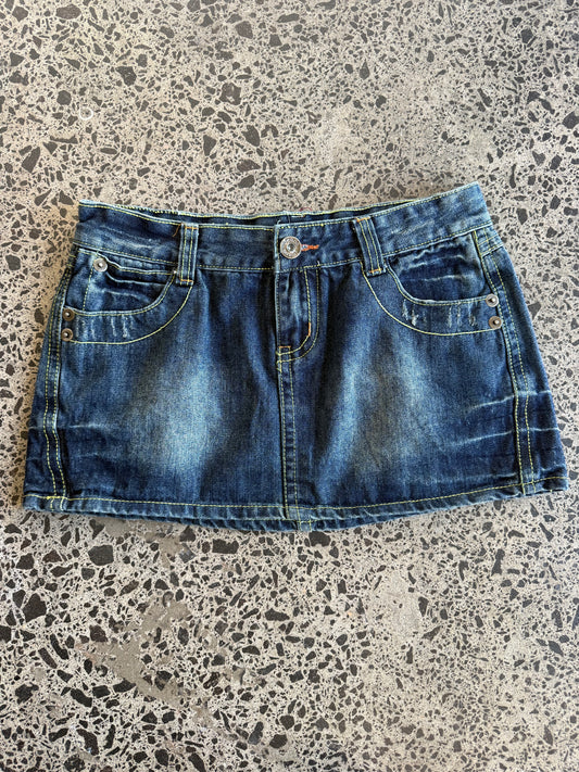 Dark Blue Denim Mini Skirt - M