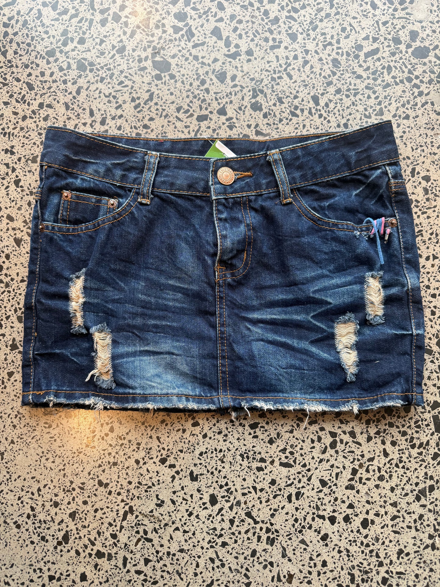 Dark Blue Denim Mini Skirt - M