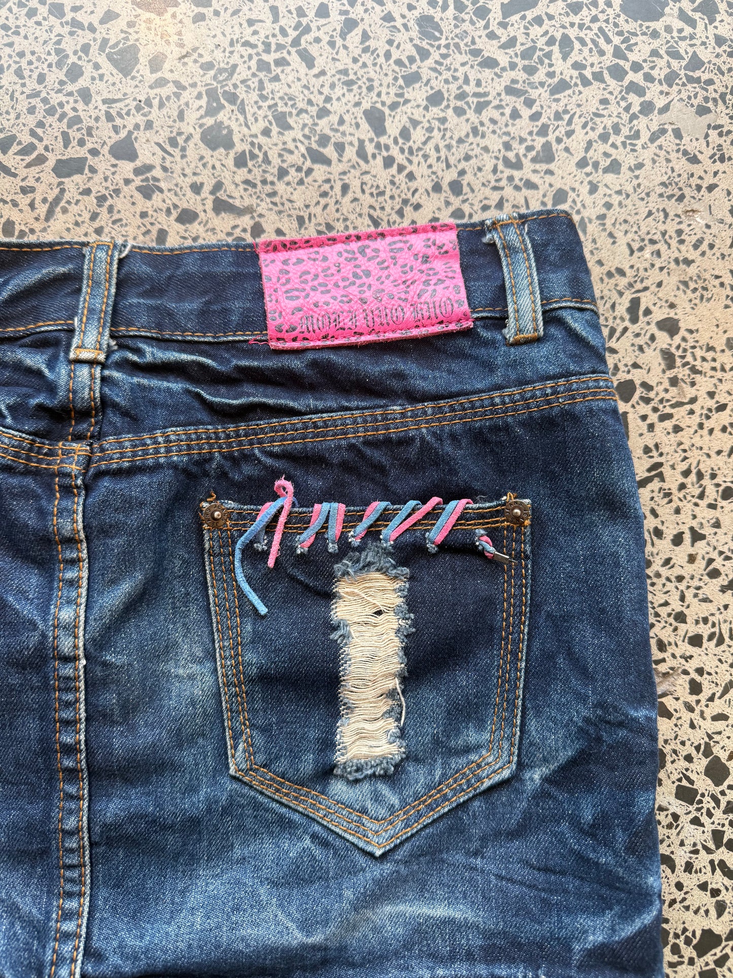 Dark Blue Denim Mini Skirt - M