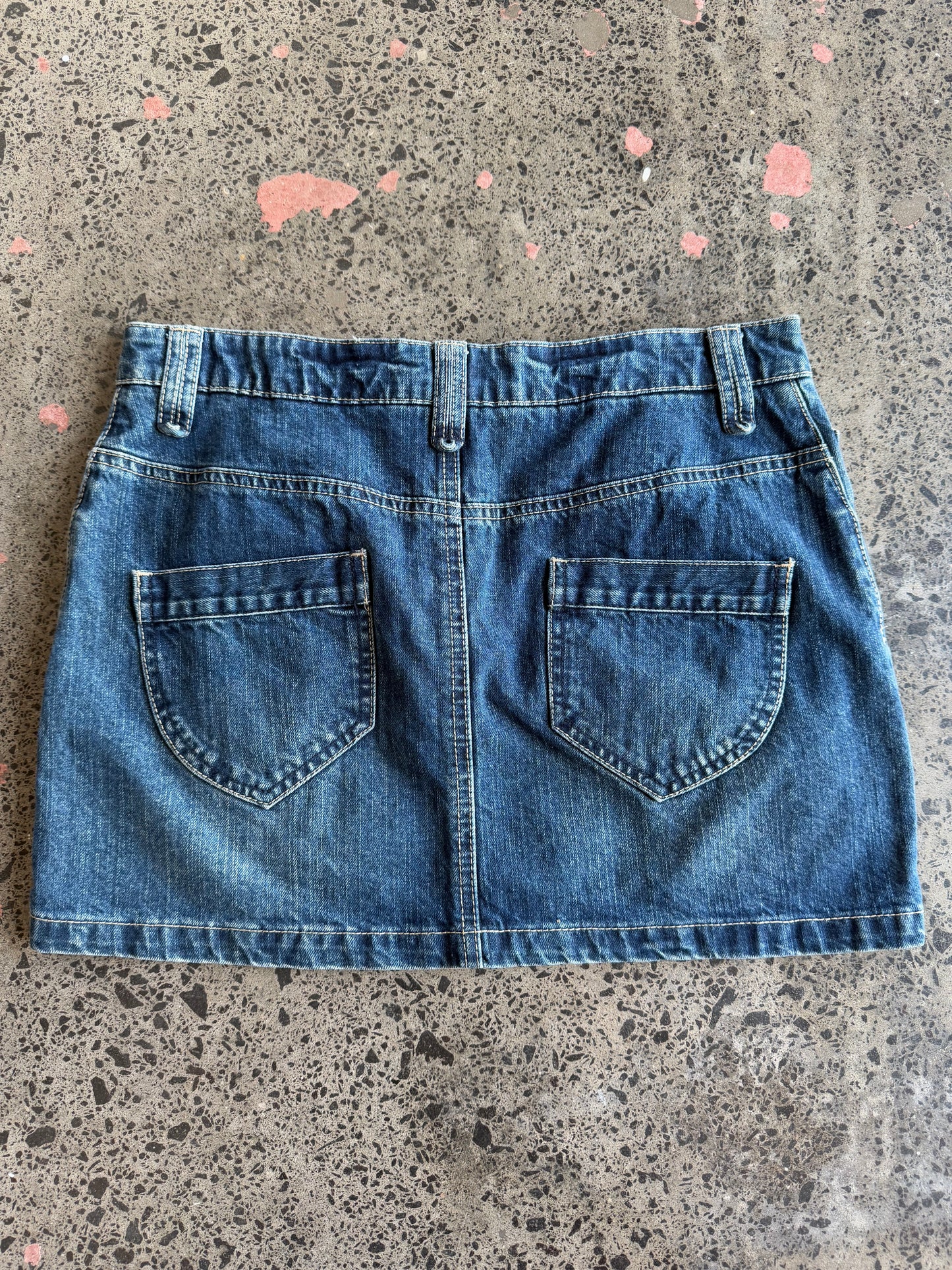 Deep Blue Denim Mini Skirt - L