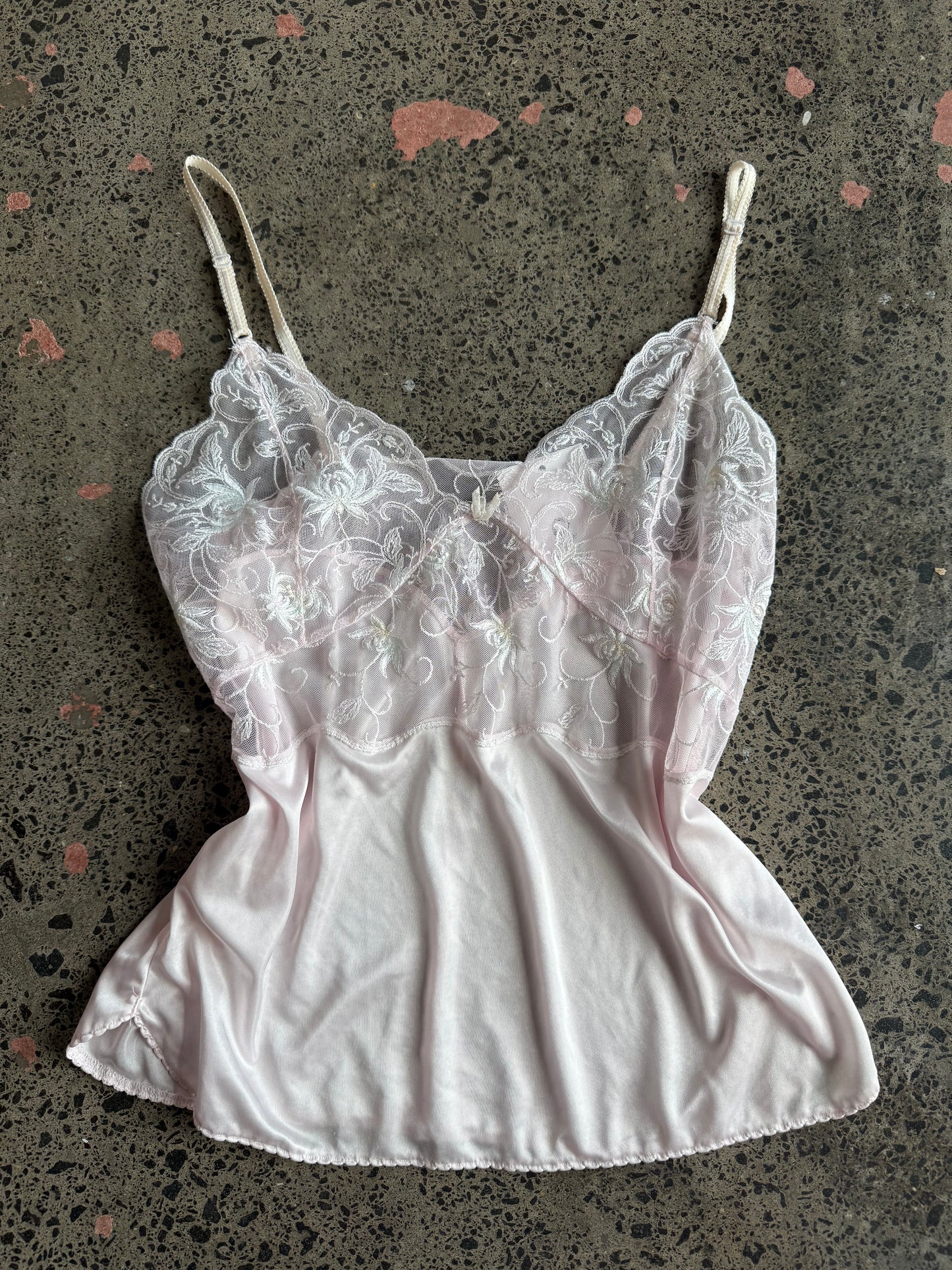 Pink Silky Lacey Cami - S