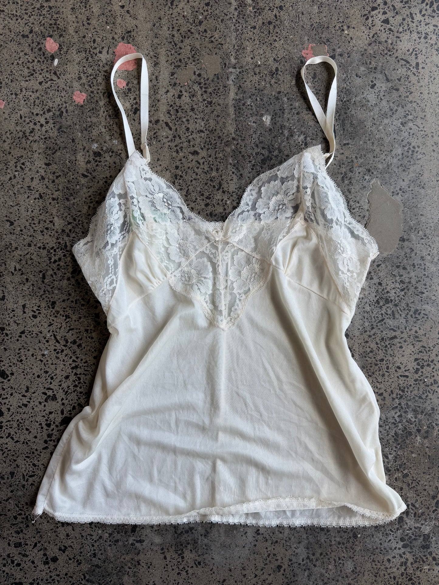 Beige Silky Lace Cami - L