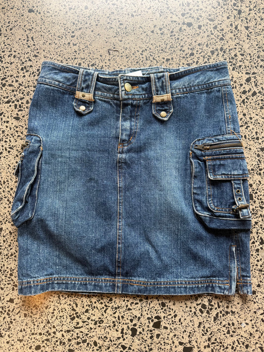 Denim Midi Cargo Skirt - M