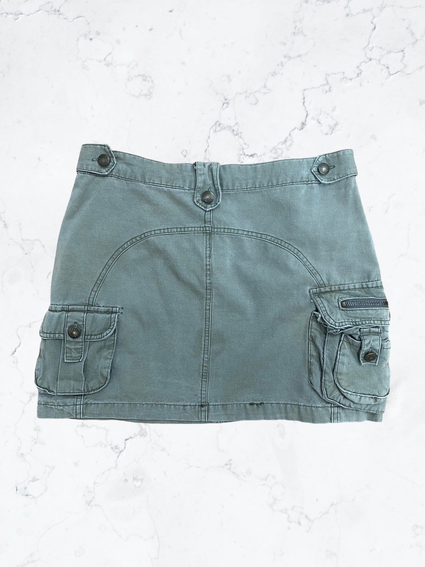 y2k Green Cargo Mini Skirt with pockets