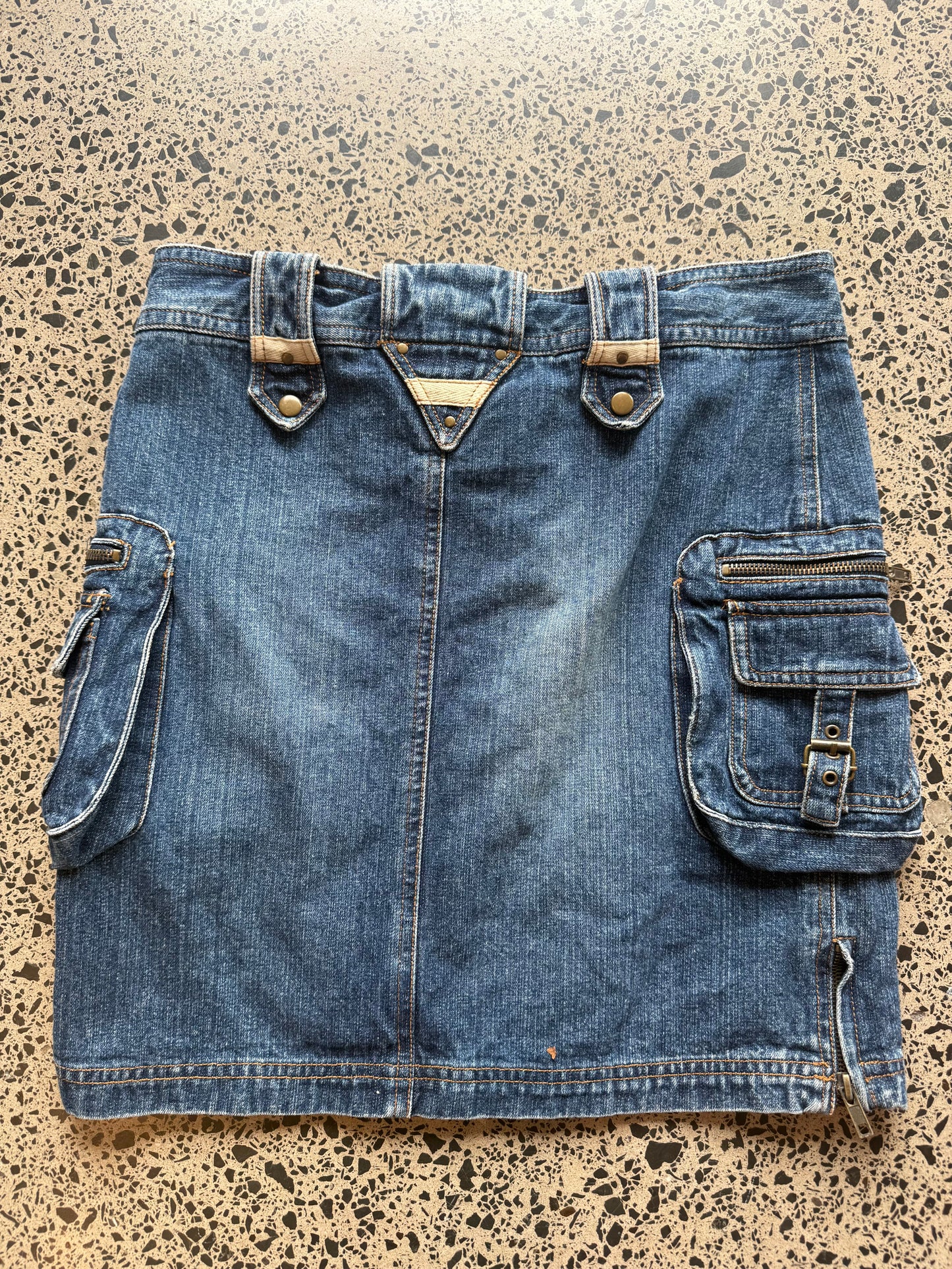 Denim Midi Cargo Skirt - M